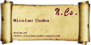 Nicolau Csaba névjegykártya